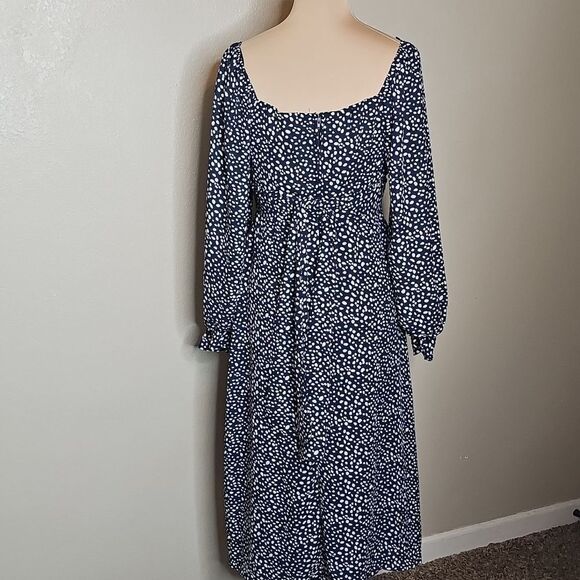 NWT Francesca's Miami Collections Blue and White‎ Dot Long Sleeve Midi Dress M - Picture 4 of 8
